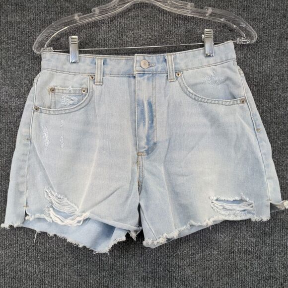 No Boundaries Womens Juniors Cut Off Jean Shorts Blue Size 7 Distressed - Picture 2 of 10
